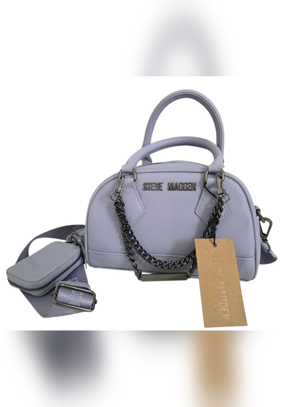 Steve Madden Bsailor Pebbled Faux Leather Sarchel Bag Violet